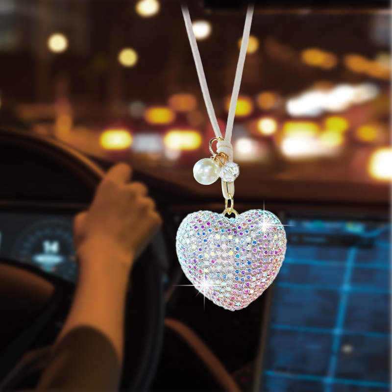 Car Accessories Evil Eye - Diamond-studded love car interior pendant, fashion