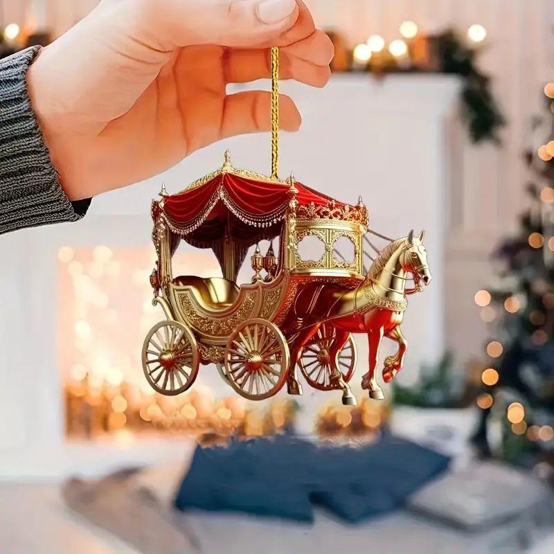 Car Accessories Oman - 1Pcs Carriage Christmas Ornament Horse With