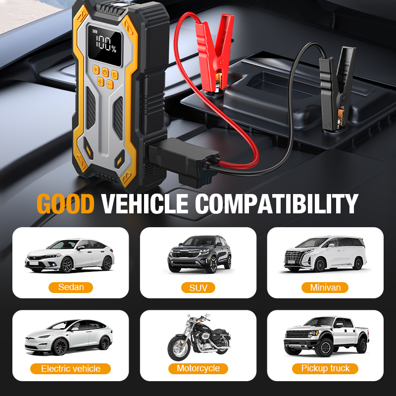 Jump Starter with Air Compress - đánh giá và giá Portable Jump Starter