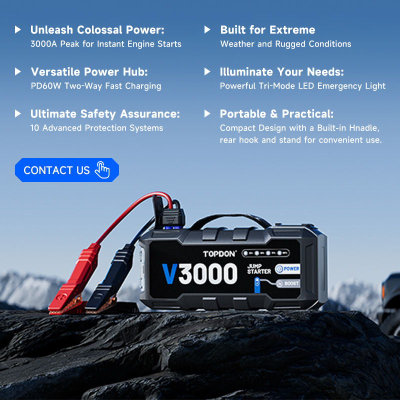 TOPDON V3000 3000A PD60W Bi-Di - đánh giá và giá Portable Jump Starter