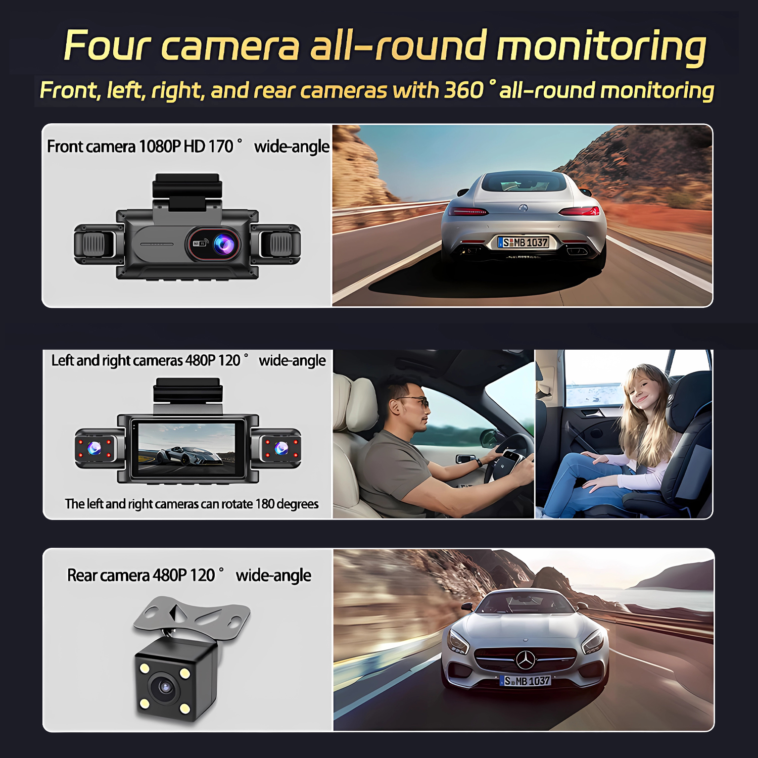 Dashcam for cars 4 Channel Bla - đánh giá và giá Car Accessories For Night Driving